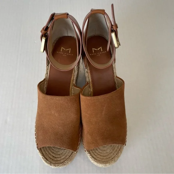MARC FISHER Womens Brown 2" Platform Adalyn Wedge Leather Espadrille Sandals 9 - Picture 7 of 13